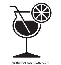 Cocktail icon or logo isolated sign symbol vector illustration - high-quality black style vector icons