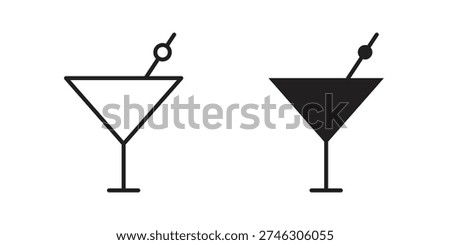 Cocktail icon or logo pack. Vector Illustration Outline and flat
