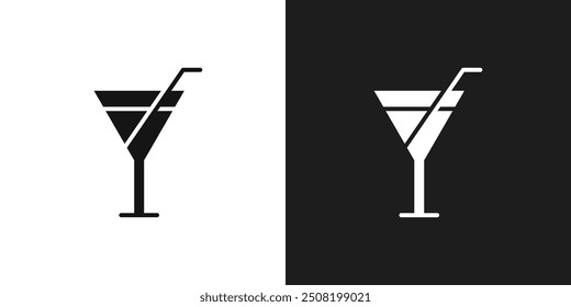 Cocktail icon logo set vector
