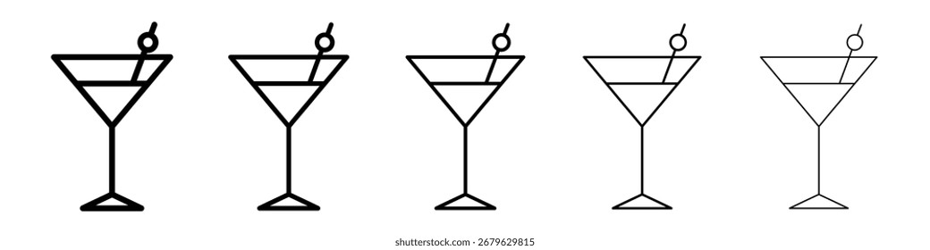 Cocktail-Symbol-Logo in Strichlinien Kollektion