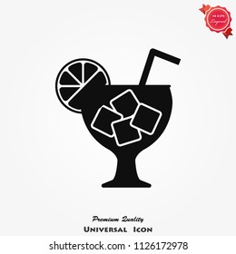 Cocktail icon on background, vector illustration