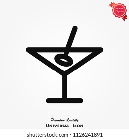 Cocktail icon on background, vector illustration