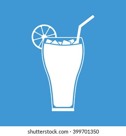 Cocktail icon on blue background.