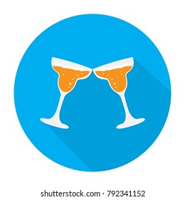 Cocktail icon on a button, Toast vector illustration