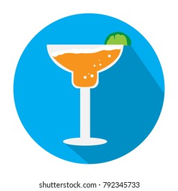 Cocktail icon on a button, Vector illustration