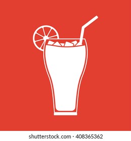 Cocktail icon on red background.