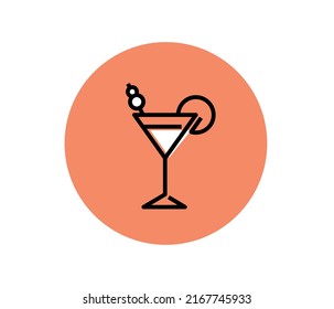 cocktail icon on white background.  drink icon, simple and stylish bar logo. 