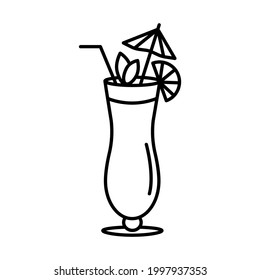 Cocktailsymbol mit orangefarbenem Slice oder Logo einzeln auf Zeichen. Vektorgrafik.