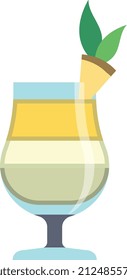 Cocktail icon. Pina colada drink with side fruit