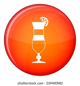 Cocktail icon in red circle isolated on white background vector illustration