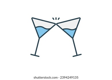 cocktail icon. icon related to party. flat line icon style. simple vector design editable