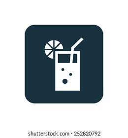 cocktail icon Rounded squares button, on white background 