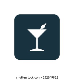 cocktail icon Rounded squares button, on white background 
