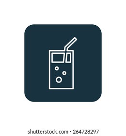 cocktail icon Rounded squares button, on white background 