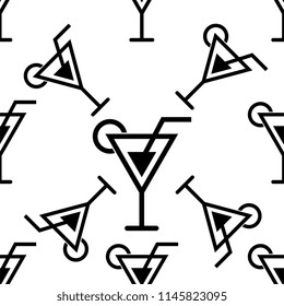 Cocktail Icon Seamless Pattern, Cocktail Vector Art Illustration