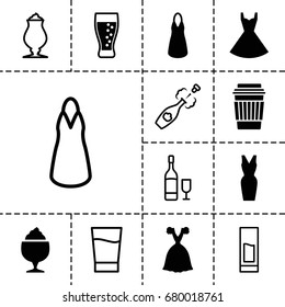 Cocktail icon. set of 13 filled and outline cocktail icons such as dress, drink, milkshake, soda, champagne