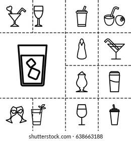 Cocktail icon. set of 13 outline cocktailicons such as drink, cocktail, dress, milkshake, clink glasses, cocktail, wine glass