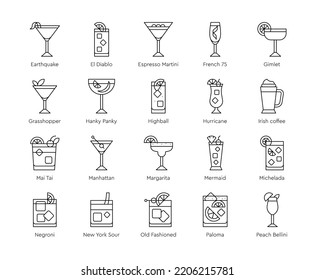 Cocktail icon set 3,  Alcoholic mixed drink vector illustation