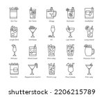 Cocktail icon set 4,  Alcoholic mixed drink vector illustation