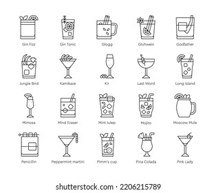 Cocktail icon set 4,  Alcoholic mixed drink vector illustation