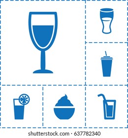 Cocktail icon. set of 6 cocktail filled icons such as drink, milkshake, cocktail