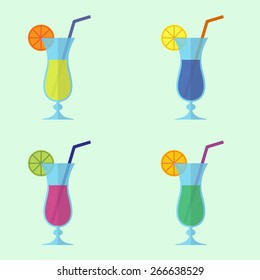 Cocktail icon set in flat design. Alcohol drink. Colorful vector illustration in flat design.