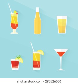 cocktail icon set. flat design