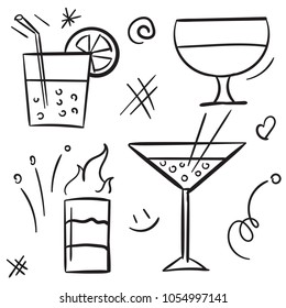 Cocktail icon set isolated on white background. Vector icon alcohol cocktail and beverage in glass for drinking on white background