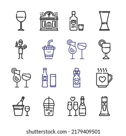 cocktail Icon Set with line icons. Modern Thin Line Style. Suitable for Web and Mobile Icon. Vector illustration EPS 10.
