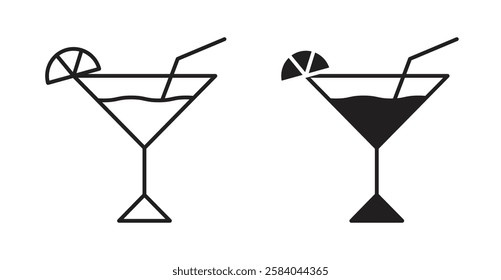 Cocktail icon set in thin line. vector illustrations for web