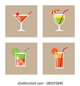 Cocktail Icon Set. Vector