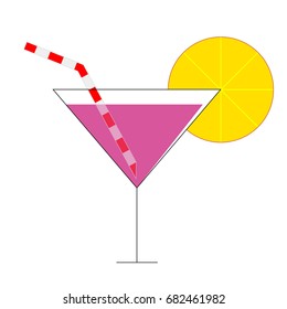 Cocktail icon with a straw