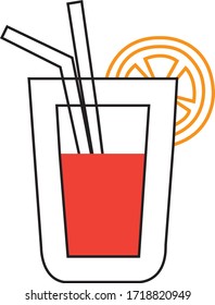 Cocktail icon with straw and orange