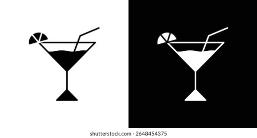 Cocktail icon symbol collection. Flat vector stock illustration.