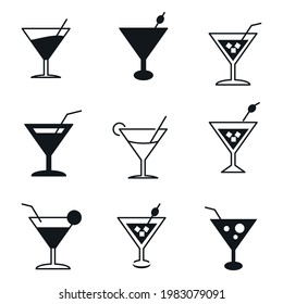 cocktail icon symbol set symbol vector elements for infographic web.