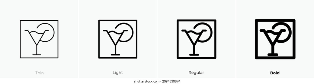 cocktail icon. Thin, Light Regular And Bold style design isolated on white background
