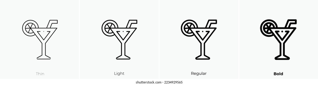 cocktail icon. Thin, Light Regular And Bold style design isolated on white background