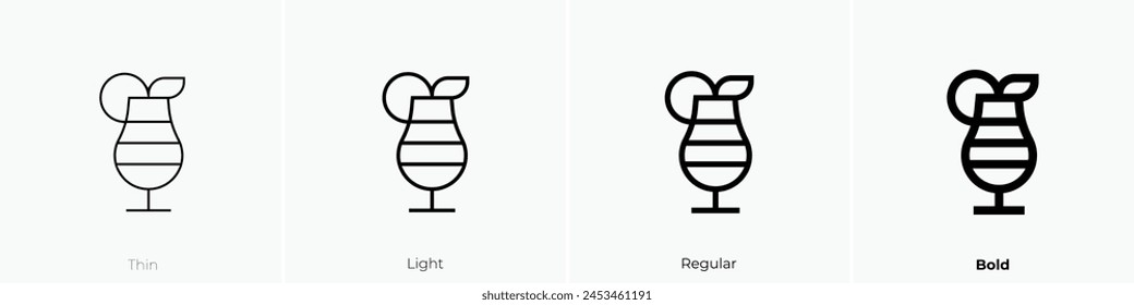 cocktail icon. Thin, Light Regular And Bold style design isolated on white background