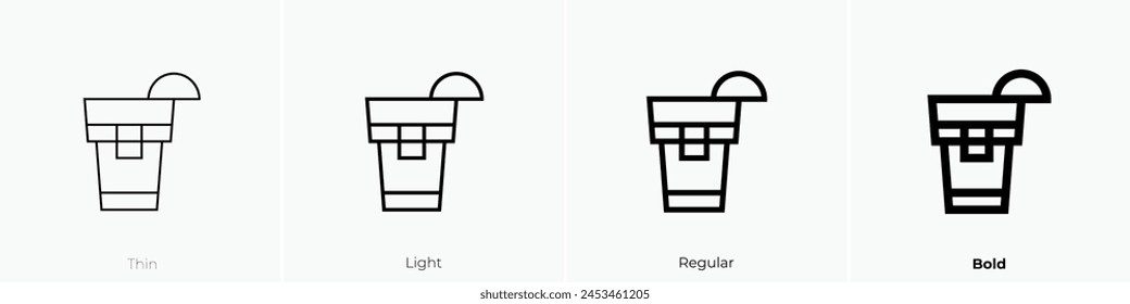 cocktail icon. Thin, Light Regular And Bold style design isolated on white background