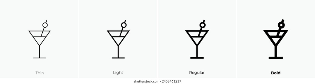 cocktail icon. Thin, Light Regular And Bold style design isolated on white background