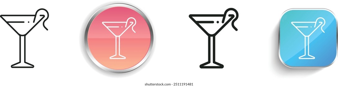 cocktail icon. Thin Linear, Regular and Button Style Design Isolated On White Background