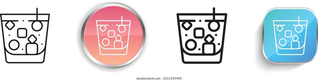 cocktail icon. Thin Linear, Regular and Button Style Design Isolated On White Background