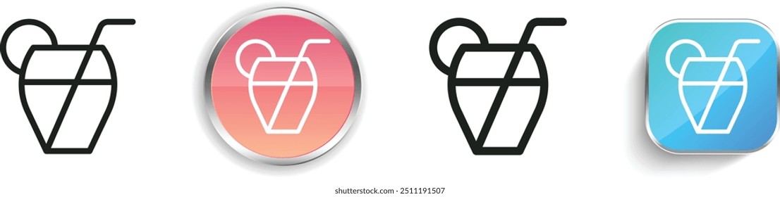 cocktail icon. Thin Linear, Regular and Button Style Design Isolated On White Background