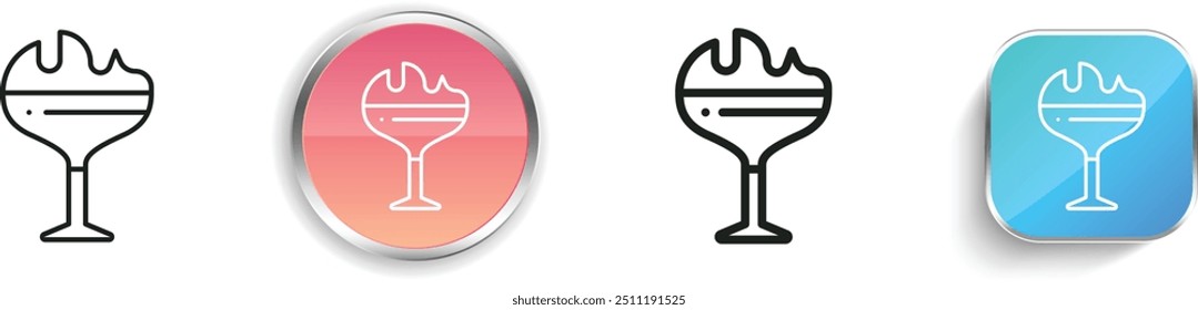 icono de cóctel. Diseño de estilo lineal delgado, regular y de Botón aislado sobre fondo blanco