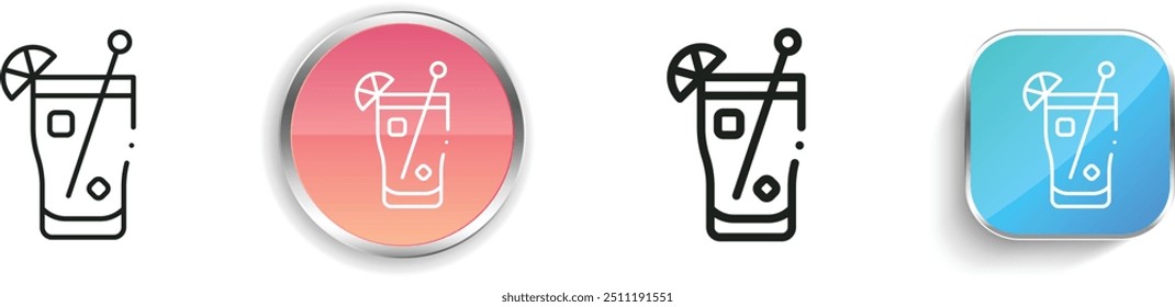 cocktail icon. Thin Linear, Regular and Button Style Design Isolated On White Background
