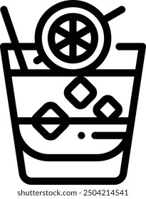 Cocktailsymbol. Design mit dünnen linearen Stilen einzeln auf weißem Hintergrund