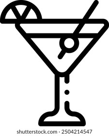 Cocktailsymbol. Design mit dünnen linearen Stilen einzeln auf weißem Hintergrund