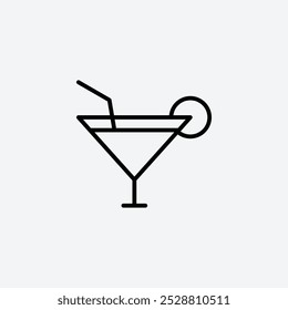 Cocktail icon in tree different line stroke sizes.