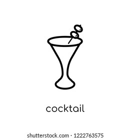 cocktail icon. Trendy modern flat linear vector cocktail icon on white background from thin line Drinks collection, outline vector illustration