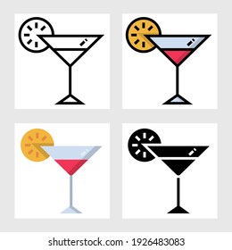 cocktail icon vector design in filled, thin line, outline and flat style.